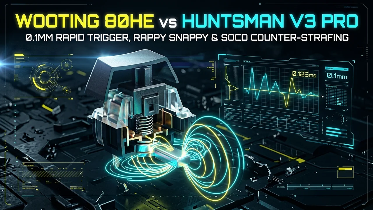 Wooting 80HE vs. 60HE+ vs. Razer Huntsman V3 Pro: 0.1mm Rapid Trigger & Counter-Strafe Benchmarks