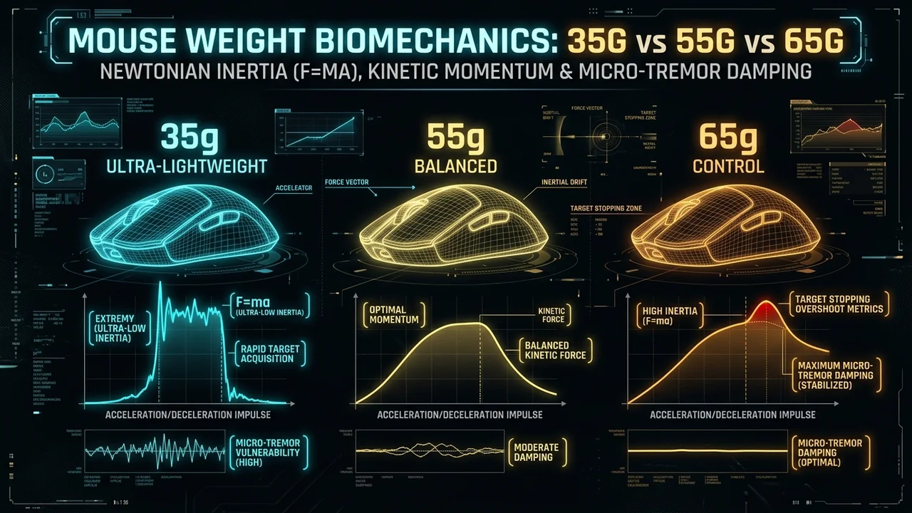 Mouse Weight Biomechanics (35g vs. 55g vs. 65g): matching Mass Inertia to Your FPS Genre